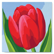 Cargar imagen en el visor de la galería, Mini Pintura por Números 20x20cm con bastidor Tulipán rojo