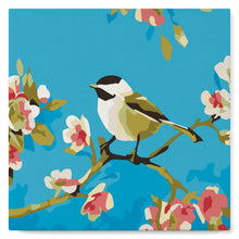 Cargar imagen en el visor de la galería, Mini Pintura por Números 20x20cm con bastidor Pájaro y mariposa