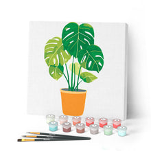 Cargar imagen en el visor de la galería, Mini Pintar por Números 20x20cm con bastidor Planta verde