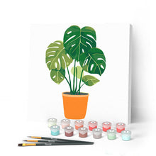 Cargar imagen en el visor de la galería, Mini Pintar por Números 20x20cm con bastidor Planta verde