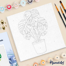Cargar imagen en el visor de la galería, Mini Pintura por Números 20x20cm con bastidor Planta verde