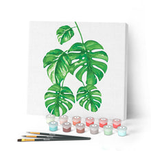Cargar imagen en el visor de la galería, Mini Pintar por Números 20x20cm con bastidor Hojas