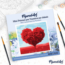 Cargar imagen en el visor de la galería, Mini Pintura por Números 20x20cm con bastidor Árbol rojo del corazón