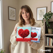 Cargar imagen en el visor de la galería, Mini Pintura por Números 20x20cm con bastidor Árbol rojo del corazón