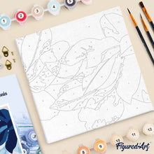 Cargar imagen en el visor de la galería, Mini Pintura por Números 20x20cm con bastidor Ambiente de flores