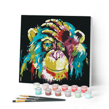 Cargar imagen en el visor de la galería, Mini Pintar por Números 20x20cm con bastidor Arte pop babuino