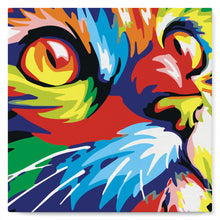 Cargar imagen en el visor de la galería, Mini Pintura por Números 20x20cm con bastidor Pop Art Gato