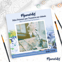 Cargar imagen en el visor de la galería, Mini Pintura por Números 20x20cm con bastidor Flor blanca