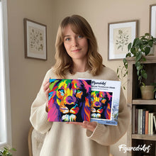 Cargar imagen en el visor de la galería, Mini Pintura por Números 20x20cm con bastidor Arte pop león