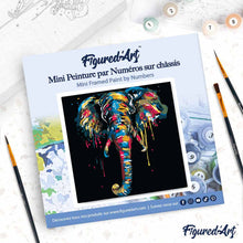 Cargar imagen en el visor de la galería, Mini Pintura por Números 20x20cm con bastidor Elefante
