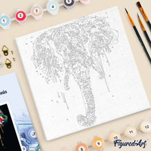 Cargar imagen en el visor de la galería, Mini Pintura por Números 20x20cm con bastidor Elefante