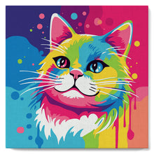 Cargar imagen en el visor de la galería, Mini Pintura por Números 20x20cm con bastidor Arte Pop Abstracto de Gato