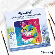Cargar imagen en el visor de la galería, Mini Pintura por Números 20x20cm con bastidor Arte Pop Abstracto de Gato