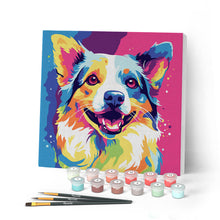 Cargar imagen en el visor de la galería, Mini Pintar por Números 20x20cm con bastidor Arte Pop Abstracto de Perro
