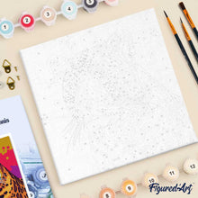 Cargar imagen en el visor de la galería, Mini Pintura por Números 20x20cm con bastidor Arte Pop Abstracto de Leopardo