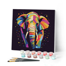 Cargar imagen en el visor de la galería, Mini Pintar por Números 20x20cm con bastidor Arte Pop Abstracto de Elefante