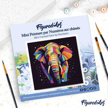 Cargar imagen en el visor de la galería, Mini Pintura por Números 20x20cm con bastidor Arte Pop Abstracto de Elefante