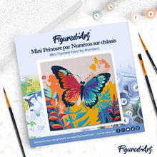 Cargar imagen en el visor de la galería, Mini Pintura por Números 20x20cm con bastidor Mariposa Tropical