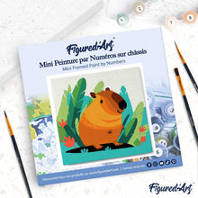 Cargar imagen en el visor de la galería, Mini Pintura por Números 20x20cm con bastidor Carpincho Tropical