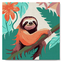 Cargar imagen en el visor de la galería, Mini Pintura por Números 20x20cm con bastidor Perezoso Tropical