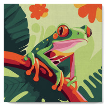 Cargar imagen en el visor de la galería, Mini Pintura por Números 20x20cm con bastidor Rana Tropical de Ojos Rojos