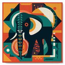 Cargar imagen en el visor de la galería, Mini Pintura por Números 20x20cm con bastidor Elefante Art-Deco Abstracto