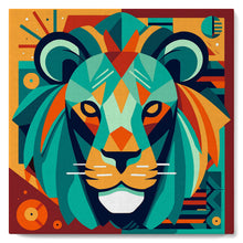 Cargar imagen en el visor de la galería, Mini Pintura por Números 20x20cm con bastidor León Art-Deco Abstracto