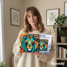 Cargar imagen en el visor de la galería, Mini Pintura por Números 20x20cm con bastidor León Art-Deco Abstracto