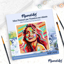 Cargar imagen en el visor de la galería, Mini Pintura por Números 20x20cm con bastidor Bella Rubia Pop Art