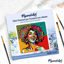 Cargar imagen en el visor de la galería, Mini Pintura por Números 20x20cm con bastidor Latina Vibrante Pop Art