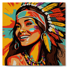 Cargar imagen en el visor de la galería, Mini Pintura por Números 20x20cm con bastidor Nativa Elegante Pop Art