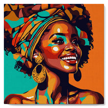 Cargar imagen en el visor de la galería, Mini Pintura por Números 20x20cm con bastidor Reina Africana Pop Art