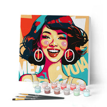 Cargar imagen en el visor de la galería, Mini Pintar por Números 20x20cm con bastidor Chica Encantadora Pop Art