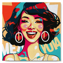 Cargar imagen en el visor de la galería, Mini Pintura por Números 20x20cm con bastidor Chica Encantadora Pop Art