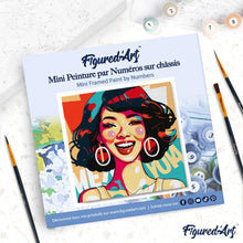 Cargar imagen en el visor de la galería, Mini Pintura por Números 20x20cm con bastidor Chica Encantadora Pop Art