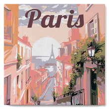 Cargar imagen en el visor de la galería, Mini Pintura por Números 20x20cm con bastidor Póster de Viaje París