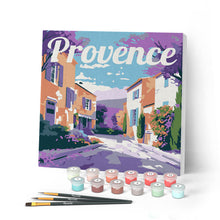 Cargar imagen en el visor de la galería, Mini Pintar por Números 20x20cm con bastidor Póster de Viaje Provenza Primavera