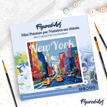 Cargar imagen en el visor de la galería, Mini Pintura por Números 20x20cm con bastidor Póster de Viaje Nueva York