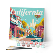 Cargar imagen en el visor de la galería, Mini Pintar por Números 20x20cm con bastidor Póster de Viaje Calle California
