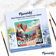 Cargar imagen en el visor de la galería, Mini Pintura por Números 20x20cm con bastidor Póster de Viaje Globos California