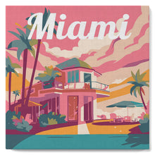 Cargar imagen en el visor de la galería, Mini Pintura por Números 20x20cm con bastidor Póster de Viaje Miami
