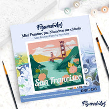 Cargar imagen en el visor de la galería, Mini Pintura por Números 20x20cm con bastidor Póster de Viaje San Francisco