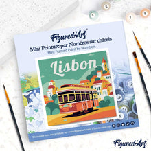 Cargar imagen en el visor de la galería, Mini Pintura por Números 20x20cm con bastidor Póster de Viaje Lisboa