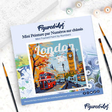 Cargar imagen en el visor de la galería, Mini Pintura por Números 20x20cm con bastidor Póster de Viaje Londres