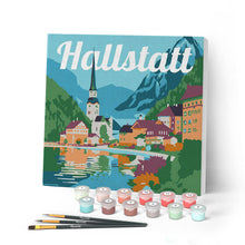 Cargar imagen en el visor de la galería, Mini Pintar por Números 20x20cm con bastidor Póster de Viaje Hallstatt