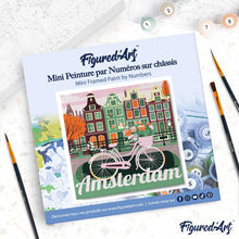 Cargar imagen en el visor de la galería, Mini Pintura por Números 20x20cm con bastidor Póster de Viaje Ámsterdam