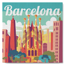 Cargar imagen en el visor de la galería, Mini Pintura por Números 20x20cm con bastidor Póster de Viaje Barcelona