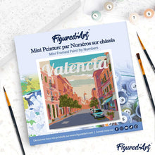 Cargar imagen en el visor de la galería, Mini Pintura por Números 20x20cm con bastidor Póster de Viaje Valencia