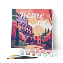 Cargar imagen en el visor de la galería, Mini Pintar por Números 20x20cm con bastidor Póster de Viaje Roma