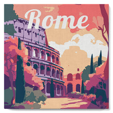Cargar imagen en el visor de la galería, Mini Pintura por Números 20x20cm con bastidor Póster de Viaje Roma